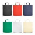 Bolsa de asas cortas color beige vista productos tejido no tejido