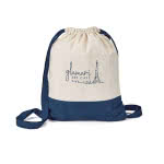 Mochila saco de lona personalizada color azul con logo