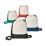 Mochila saco de lona personalizada color verde cuarta vista con logo