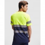 Camiseta técnica laboral de alta visibilidad 130 g/m2 Roly Delta color azul marino vista detalle 1