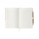 Cuaderno de corcho y lino con boli color marrón cuarta vista