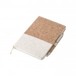 Cuaderno de corcho y lino con boli color marrón quinta vista
