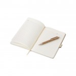 Cuaderno de corcho y lino con boli color marrón sexta vista