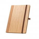Libreta de bambú y corcho con tapa dura y porta bolígrafos A5 color natural