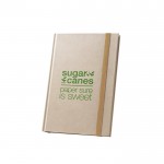 Libreta de caña de azúcar con tapa dura y A5 hojas a rayas color natural imagen con logo