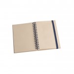 Libreta de anillas y tapa dura de caña de azúcar A5 hojas a rayas color azul tercera vista