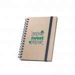 Libreta de anillas y tapa dura de caña de azúcar A5 hojas a rayas color azul imagen con logo