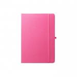 Libreta de 100% RPET y esquinas redondeadas A5 hojas a rayas color rosa primera vista