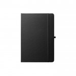 Libreta de 100% RPET y esquinas redondeadas A5 hojas a rayas color negro primera vista