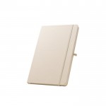 Libreta de 100% RPET y esquinas redondeadas A5 hojas a rayas color blanco roto
