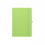 Libreta de 100% RPET y esquinas redondeadas A5 hojas a rayas color verde claro primera vista