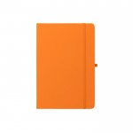 Libreta de 100% RPET y esquinas redondeadas A5 hojas a rayas color naranja primera vista