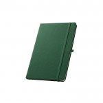 Libreta de 100% RPET y esquinas redondeadas A5 hojas a rayas color verde oscuro