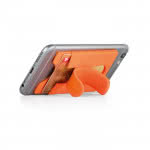 Porta tarjetas con soporte para móvil color naranja con logo