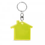 Llaveros reflectantes con forma de casa color amarillo con impresión