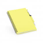 Libreta de anillas con papel reciclado y boli color amarillo