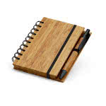 Libreta con boli y tapas de bambú A6  color marfil