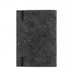 Bloc de notas con tapas de fieltro reciclado A5 hojas a rayas color gris oscuro tercera vista