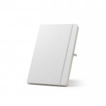 Libreta eco en poliéster reciclado con portaboli A5 hojas a rayas color blanco