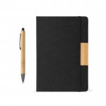 Set bloc de notas y bolígrafo de bambú tinta negra A5 hojas a rayas color negro octava vista