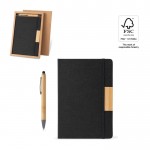 Set bloc de notas y bolígrafo de bambú tinta negra A5 hojas a rayas varios colores