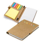Set de bloc de notas con accesorios color marrón cuarta vista con logo