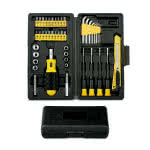 Completo set de herramientas de 45 piezas color negro cuarta vista con logo