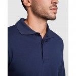 Polo de manga larga ignífugo con tapeta de 3 botones 220 g/m2 Roly Santana color azul marino vista detalle 2