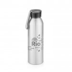 Botella de aluminio antifugas con asa de silicona 660ml Alu Cool color plateado mate imagen con logo