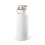 Botella de acero personalizada con asa color blanco
