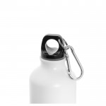 Botella de aluminio mate con mosquetón color blanco tercera vista