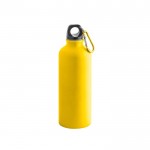 Botella de aluminio mate con mosquetón color amarillo
