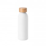 Botella de aluminio con tapa de bambú y acabado mate 550ml color blanco