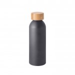 Botella de aluminio con tapa de bambú y acabado mate 550ml color gris oscuro
