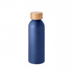 Botella de aluminio con tapa de bambú y acabado mate 550ml color azul marino