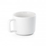 Taza de cerámica con tapa de bambú color blanco tercera vista