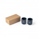 Juego de dos tazas con caja color azul marino imagen con logo
