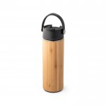 Botella térmica de bambú y acero color negro