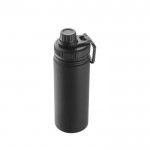 Botella de aluminio con asa de transporte y tapón de plástico 570ml color negro tercera vista
