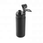 Botella de aluminio con asa de transporte y tapón de plástico 570ml color negro cuarta vista