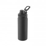 Botella de aluminio con asa de transporte y tapón de plástico 570ml color negro