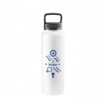 Botella de acero inoxidable 90% reciclado con doble pared 1,2L color blanco imagen con logo