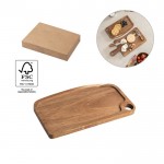 Tabla de madera de acacia certificada con borde alrededor y asa varios colores