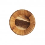 Ensaladera de madera de acacia certificada con forma redonda color madera oscura primera vista