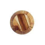 Ensaladera de madera de acacia certificada con forma redonda color madera oscura segunda vista