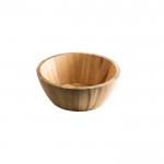 Ensaladera de madera de acacia certificada con forma redonda color madera oscura tercera vista