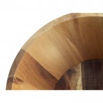 Ensaladera de madera de acacia certificada con forma redonda color madera oscura cuarta vista