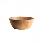 Ensaladera de madera de acacia certificada con forma redonda color madera oscura