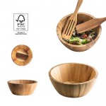 Ensaladera de madera de acacia certificada con forma redonda varios colores