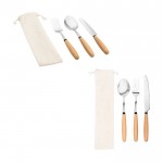 Set de 3 cubiertos en madera de acacia y acero inoxidable varios colores